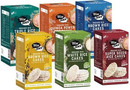 Wise Crack Combo Organic Big Size Rice Cakes ( 6 x 105 gm ) Multi Grain ...