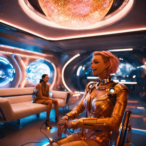 Lexica - Zoom out from an alluring young space babe wearing a fancy 38D ...