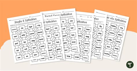 6 Syllable Types Worksheets 的图像结果