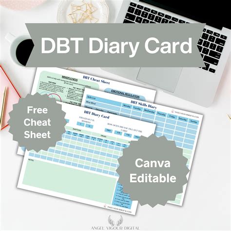 Printable DBT Diary Cards | Instant Download Canva Editable | Mental ...