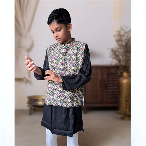 Tura Turi | 3 pc Jacket-Kurta-Pajama set for Boys | Patola