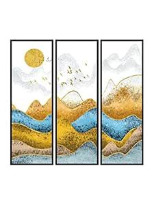 999STORE Nature With Flying Birds Mountains Painting 3 Piece Painting ...