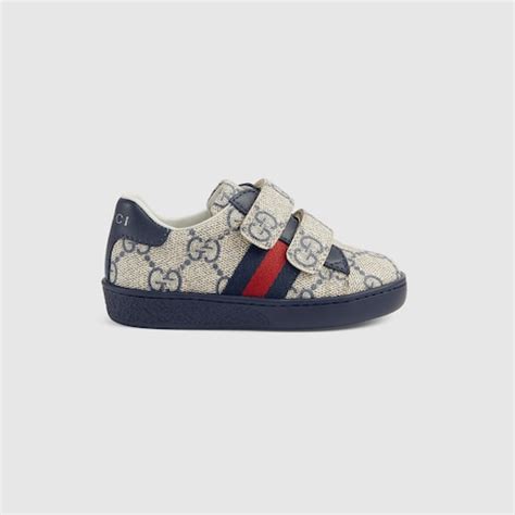 Toddler Gucci Ace trainer in blue and grey GG Supreme | GUCCI® UK