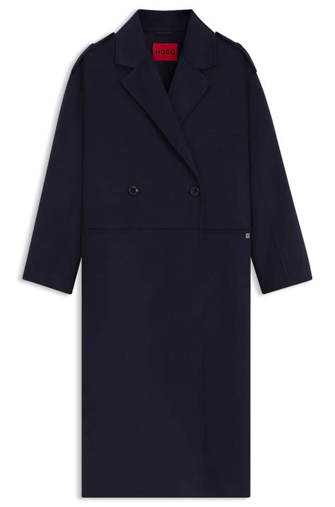 HUGO - Oversized-fit coat with double-breasted closure - Dark Blue