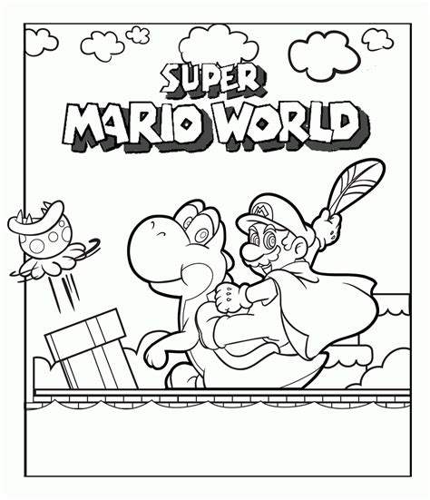 Mario and Yoshi - Super Mario Bros. Coloring Pages