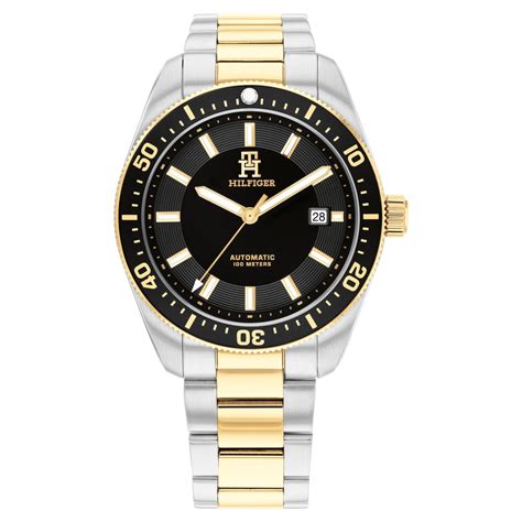 Buy Online Tommy Hilfiger Automatic Black Dial Two Toned Color ...