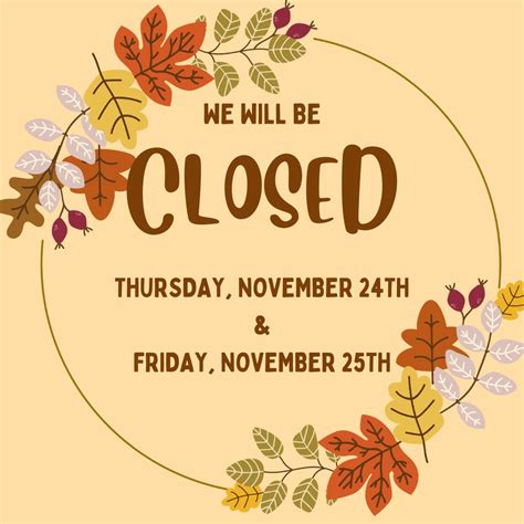 Office Closed Sign Thanksgiving