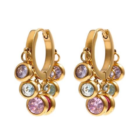 18k Gold Plated Colourful Raindrop Hoops – Accessoire By V