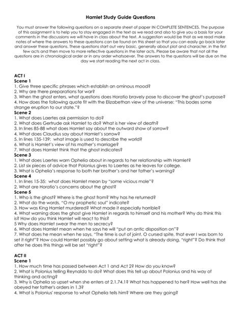 Hamlet Study Guide 的图像结果