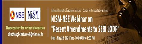 NISM-NSE Webinar on "Recent Amendments to SEBI LODR" - National ...