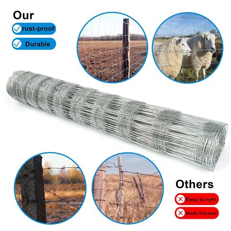 Farm Fence 4ft. x 164ft Galvanized Field Wire Fencing,Heavy Zinc Coating Cattle Fence,Deer Fence ...
