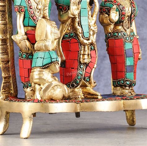 Exquisite Brass Ram Darbar with Inlay Stonework - 11 Inch – Budhshiv.com