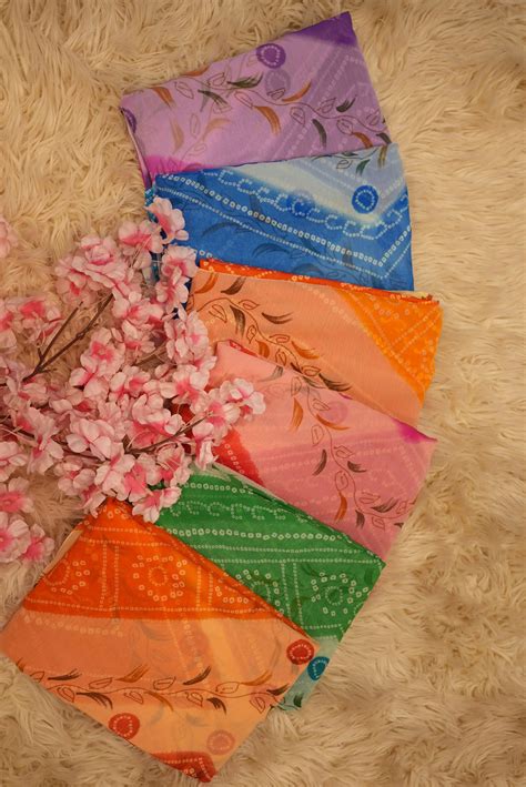Chiffon Saree with Chunri Lehriya Print – Odhani By SRN