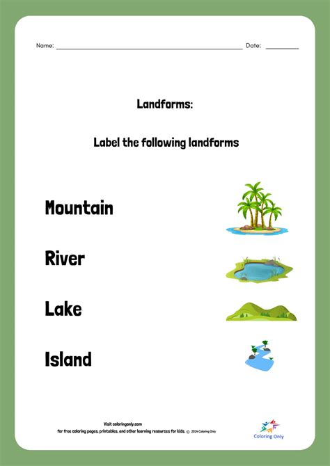 Landform Map Worksheet PDF 的图像结果