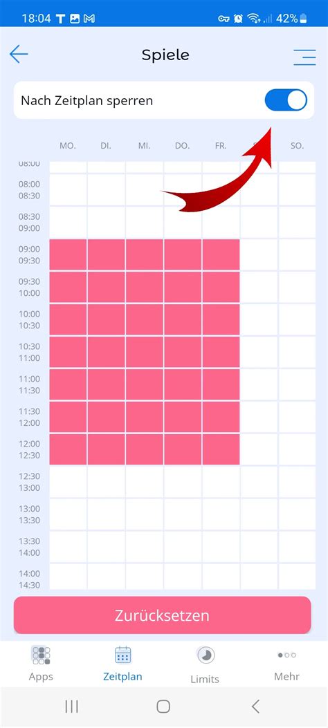 App sperre nach einem Zeitplan – wie stellt man das ein? | Kroha-App