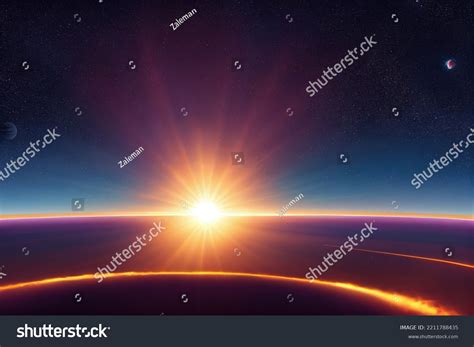 View Space Planet Earth Rising Bright Stock Illustration 2211788435 ...