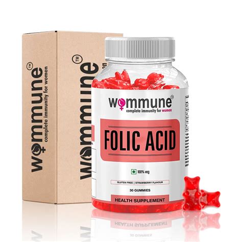 WOMMUNE Folic Acid Gummies - Strawberry Flavor Folic Acid Supplements ...