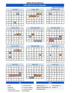 Stanly County Schools Calendar 2025-2026 in PDF