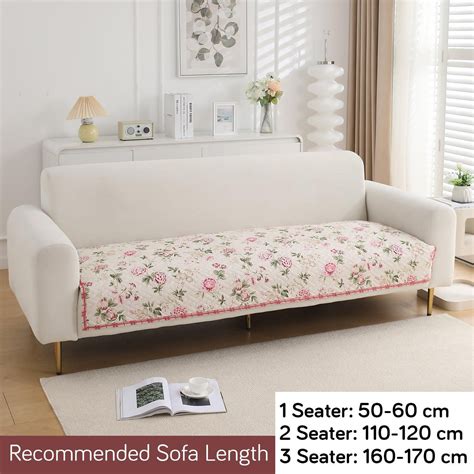 Quilted Sofa Cover Seat Mat for 1/2/3 Seater, Beige Peonies – HOKIPO ...