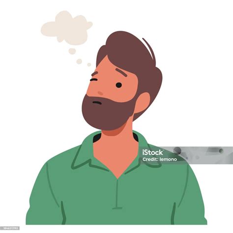 Man With Pensive Gaze Reveals A Contemplation With Furrowed Brows And ...