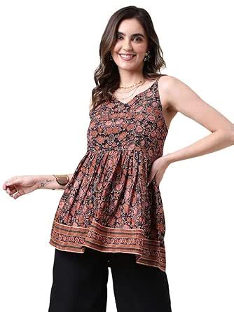 Selvia Women's Sleeveless Silk Crepe V-Neck Floral Top (480TK471N-XL ...