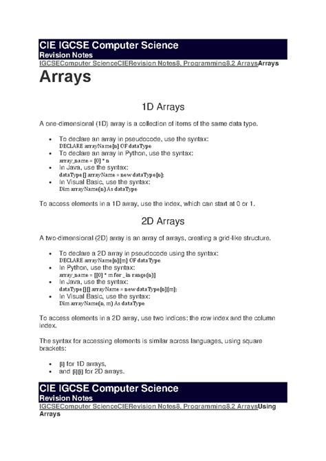 Computer Science Arrays Tutorials IGCSE 的图像结果