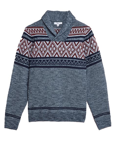 Buy Fair Isle Shawl Collar Jumper at Marks & Spencer