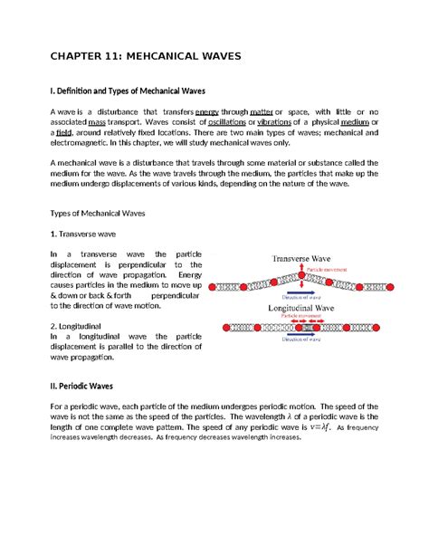 Chapter 11-mechanical waves - CHAPTER 11: MEHCANICAL WAVES I ...
