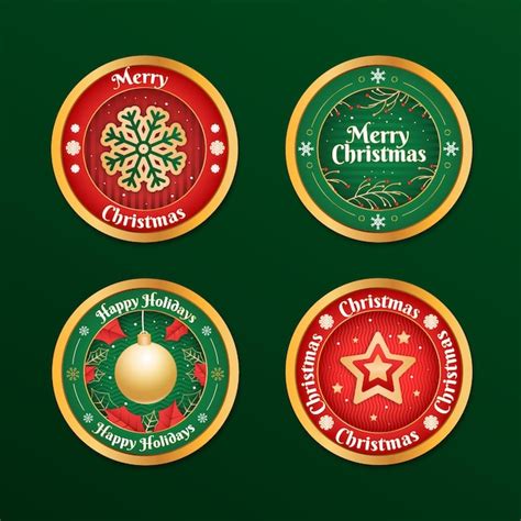 Gradient christmas badges collection | Free Vector