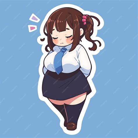 Premium AI Image | Sticker Anime Girl Cute Chubby Cartoon with Bold ...