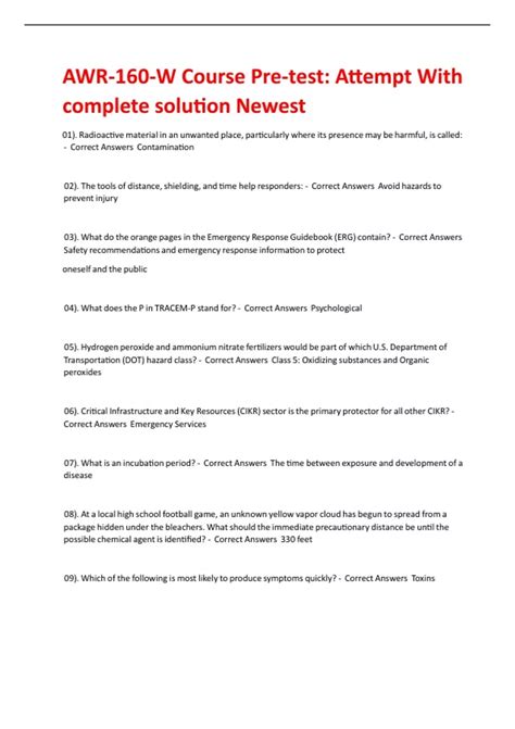 AWR-160-W Course Pre-test: Attempt With complete solution Newest - AWR ...