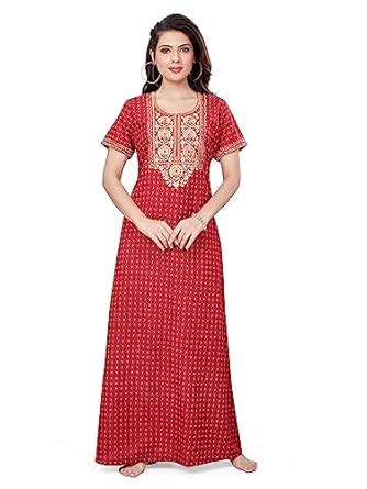 Buy SANA Nightwear Soft Cotton Nighty/Night Gown/Sleep Wear for Women ...