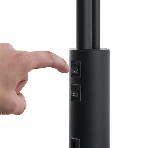 Lindby Aovan floor lamp, black, shelf, USB port | Lights.ie