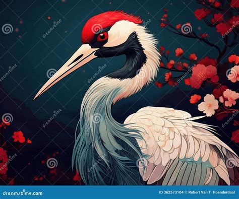 Close Up Japanese Crane Bird Stock Illustration - Illustration of ...
