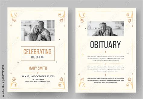 Funeral Program Template Layout Stock Template | Adobe Stock