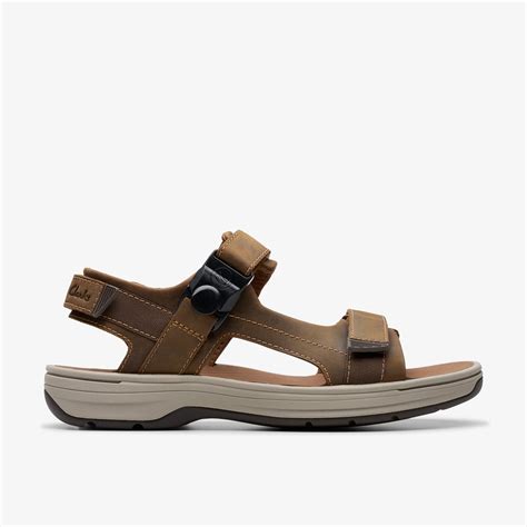 Men's Saltway Trail Light Tan Leather Sandals | Clarks US