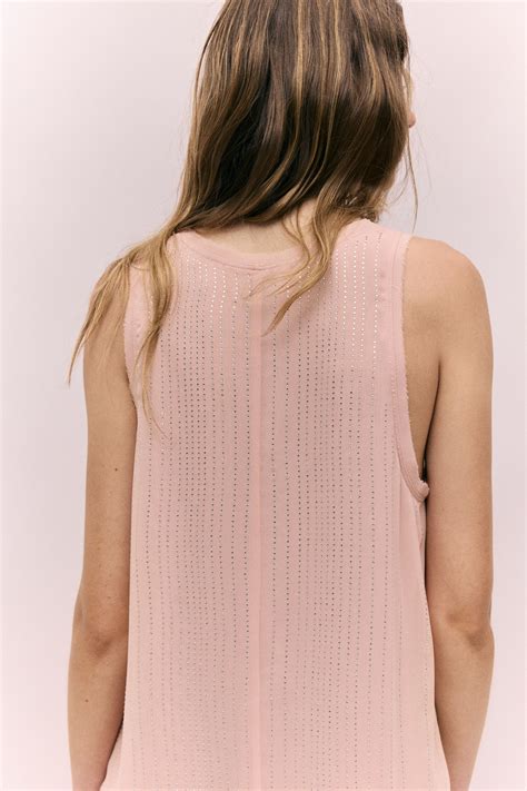 Rhinestone-embellished chiffon dress - Light pink - Ladies | H&M IN