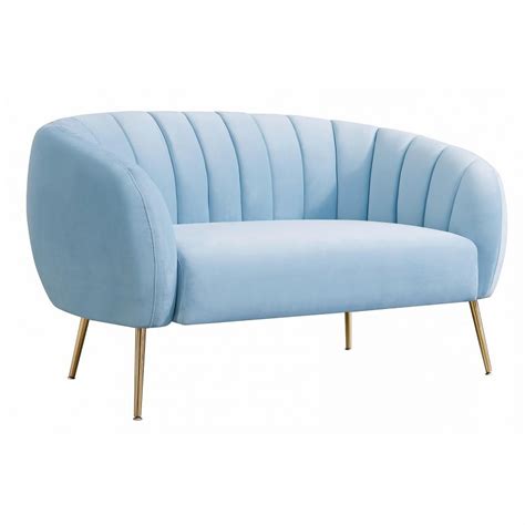 Light Blue Velvet Upholstered 2 Seater Sofa New For Sale at 1stDibs