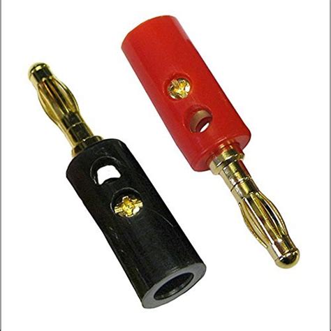 Banana Plugs 1 Pair Speaker Audio Video Gold Plated Connector 12-18 AWG ...