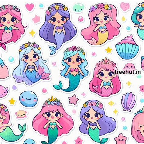 Printable Mermaid Stickers and 20 Craft Activities for Kids, Adults ...