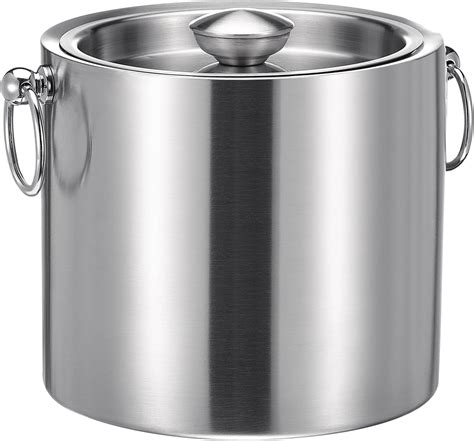 Amazon.com: OGGI Double Wall Stainless Steel Ice Bucket - Insulated Ice ...