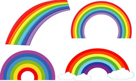 Free Vector | Set of different shapes of rainbows on white | Vetores ...