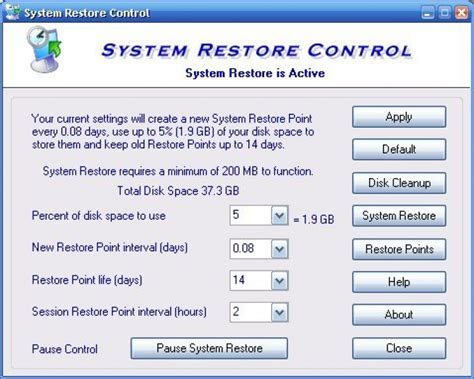 Control Panel System Restore 的图像结果