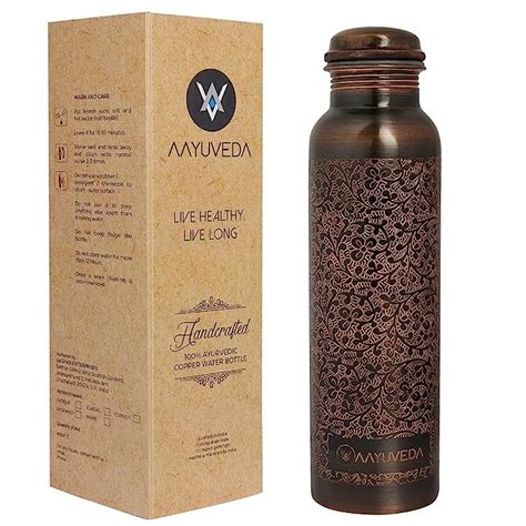AAYUVEDA Pure Copper Water Bottle, 1L, 1 Piece, Brown : Amazon.in: Home ...