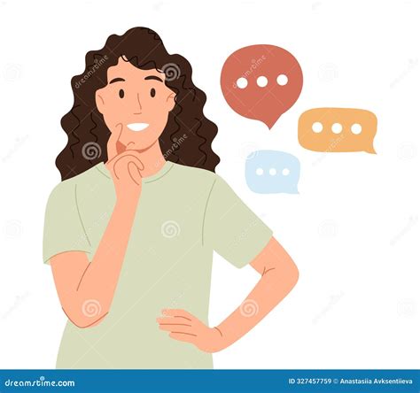 Thoughtful Woman. Focused Reflective Character Thinking, Concentration ...