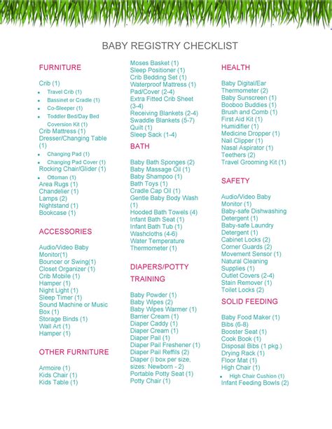 Baby Registry Template