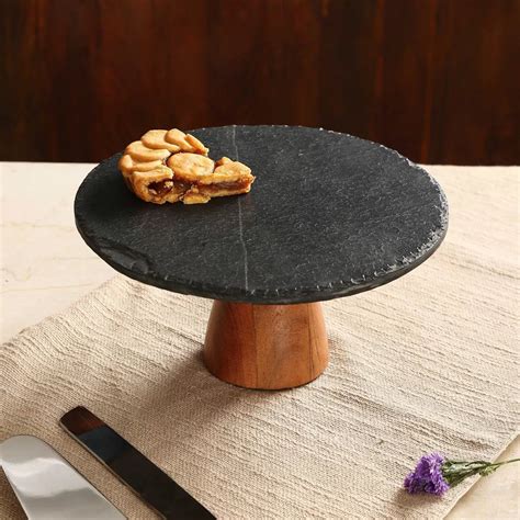 Cake Stand - Black Stone With Raw Edges – Revive Home