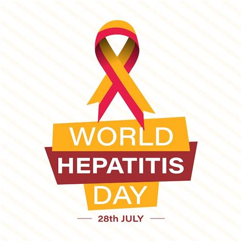 28 july world hepatitis day red yellow ribbon vector illustration ...