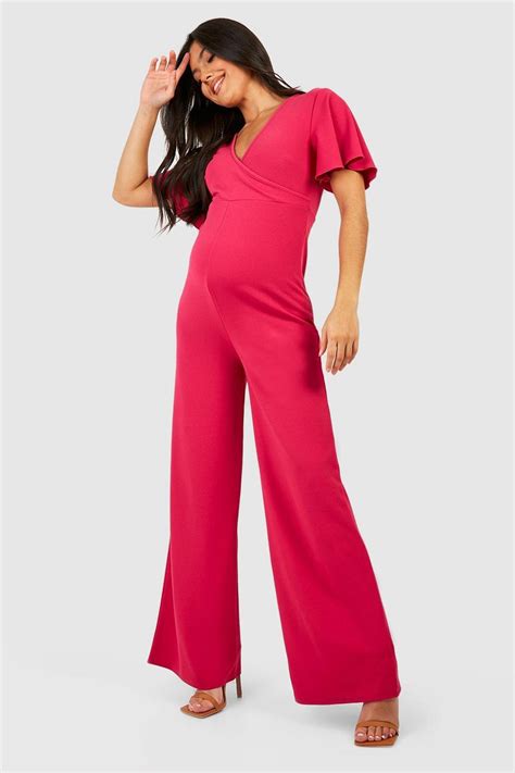 Maternity Wrap Front Wide Leg Jumpsuit | boohoo UK