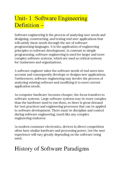 Bca 4sem software engineering - Unit- 1 :Software Engineering ...